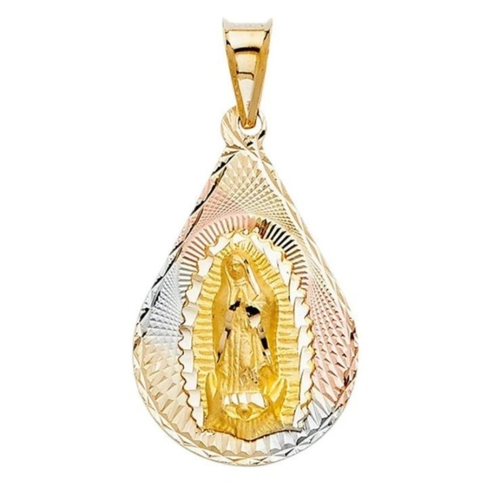14K 3C DC Guadlupe Stamp Religious Pendant